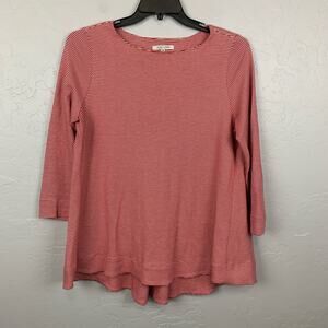 John Mark Top Red White Stripe Long Sleeve Shirt Women's Pullover Size Medium